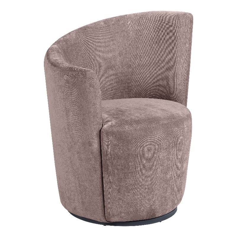Pemberly Row Set of 2 Upholstered Swivel Chair Curved Backrest in Blush