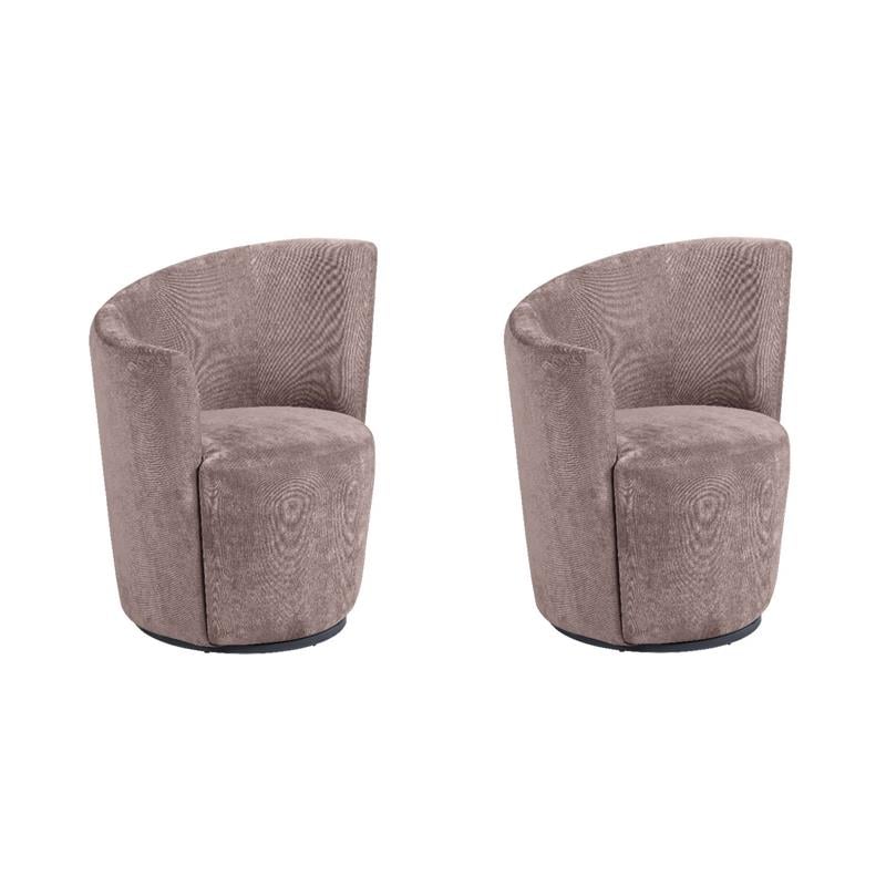 Pemberly Row Set of 2 Upholstered Swivel Chair Curved Backrest in Blush