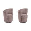 Pemberly Row Set of 2 Upholstered Swivel Chair Curved Backrest in Blush