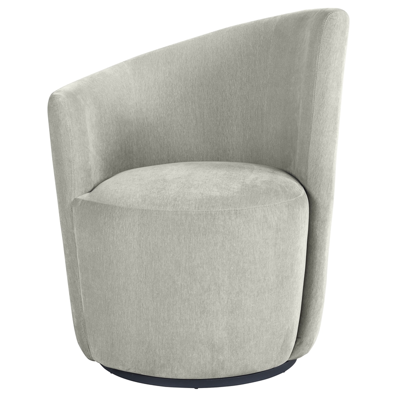 Pemberly Row Set of 2 Upholstered Swivel Chair Curved Backrest in Dove Grey