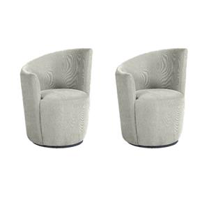 Pemberly Row Set of 2 Upholstered Swivel Chair Curved Backrest in Dove Grey