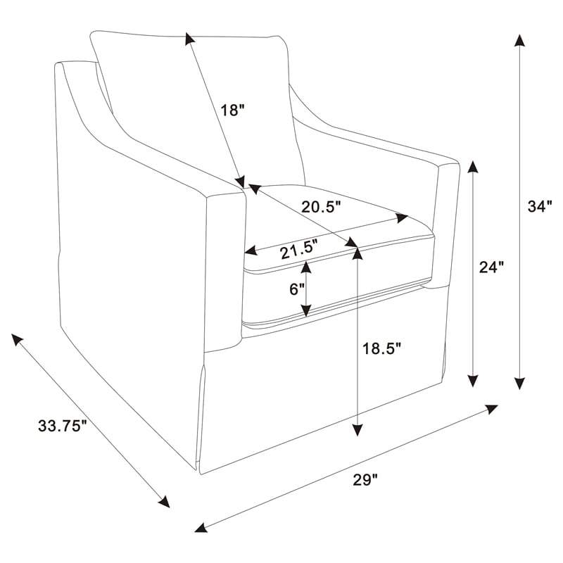 Pemberly Row Set of 2 Upholstered Sloped Arm Accent Swivel Chairs in Grey