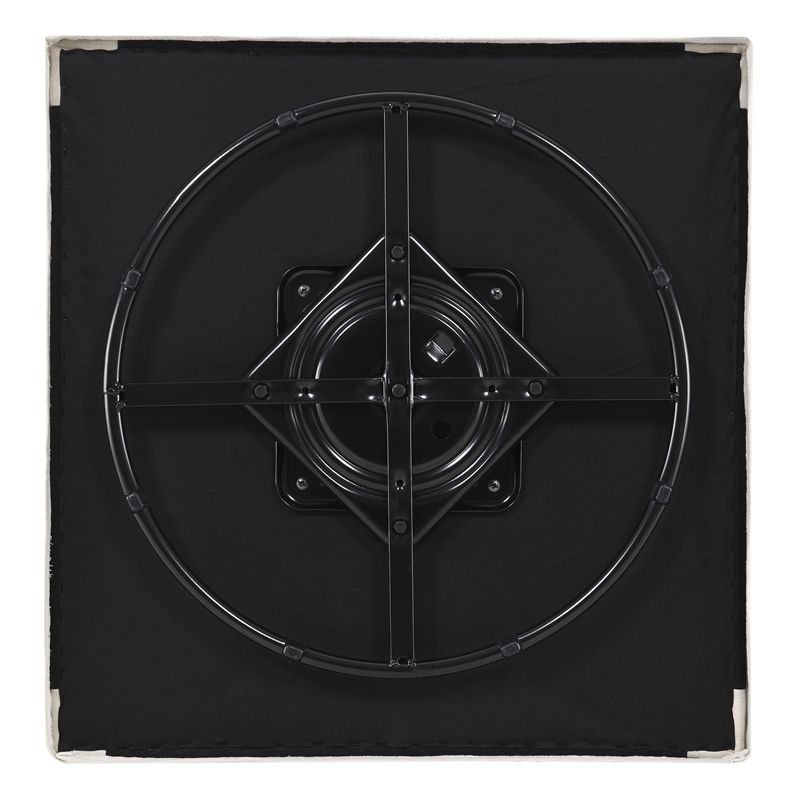 Pemberly Row Set of 2 Upholstered Sloped Arm Accent Swivel Chairs in Beige