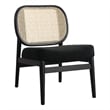 Pemberly Row Set of 2 Rattan Cane Back Accent Chair with Padded Seat in Black