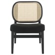 Pemberly Row Set of 2 Rattan Cane Back Accent Chair with Padded Seat in Black