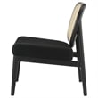 Pemberly Row Set of 2 Rattan Cane Back Accent Chair with Padded Seat in Black