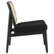 Pemberly Row Set of 2 Rattan Cane Back Accent Chair with Padded Seat in Black