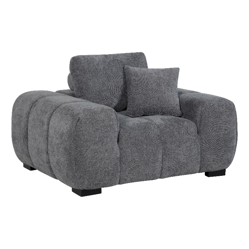 Pemberly Row Set of 2 Upholstered Track Arm Accent Chairs in Charcoal Grey