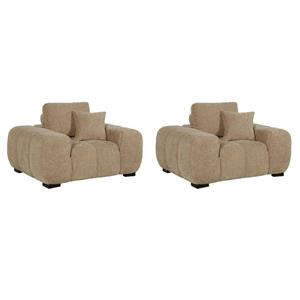 Pemberly Row Set of 2 Upholstered Track Arm Accent Chairs in Camel