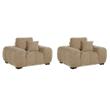 Pemberly Row Set of 2 Upholstered Track Arm Accent Chairs in Camel