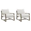 Pemberly Row Set of 2 Boucle Upholstered Wood Arm Accent Chairs in Sand