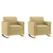 Pemberly Row Set of 2 Upholstered Curved Track Arm Chairs in Camel