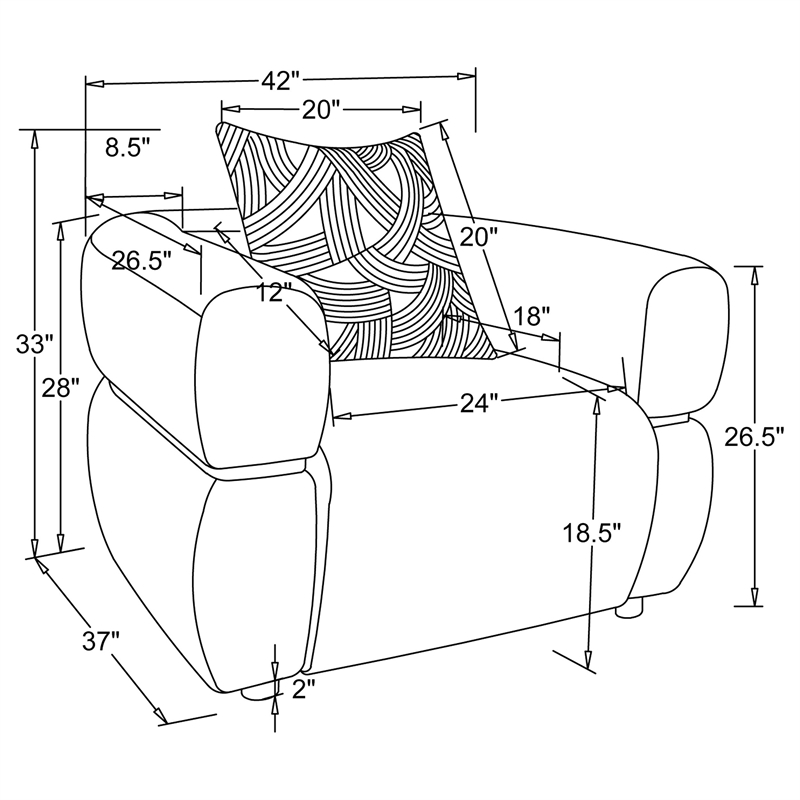 Pemberly Row Set of 2 Fabric Upholstered Round Arm Accent Chairs in Beige