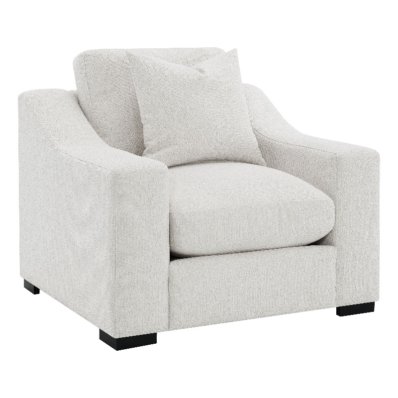 Pemberly Row Set of 2 Fabric Upholstered Track Arm Accent Chairs in Sand