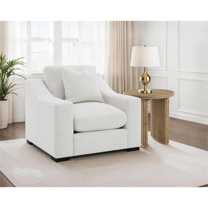 Pemberly Row Set of 2 Fabric Upholstered Track Arm Accent Chairs in Sand