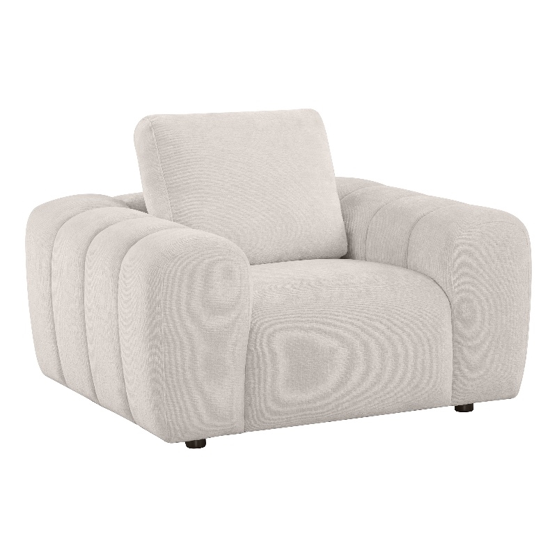 Pemberly Row Set of 2 Chenille Upholstered Wide Arm Accent Chairs in Ivory