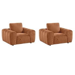 Pemberly Row Set of 2 Chenille Upholstered Accent Chairs in Burnt Orange