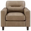Pemberly Row Set of 2 Faux Leather Upholstered Track Arm Chairs in Brown