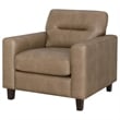 Pemberly Row Set of 2 Faux Leather Upholstered Track Arm Chairs in Brown