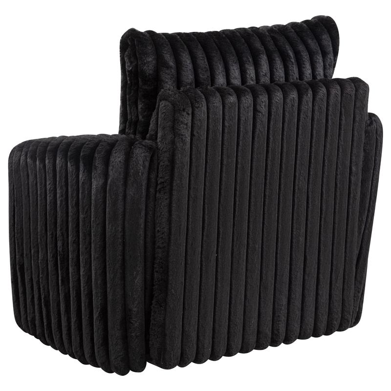 Pemberly Row Set of 2 Corduroy Fabric Swivel Accent Arm Chairs in Black