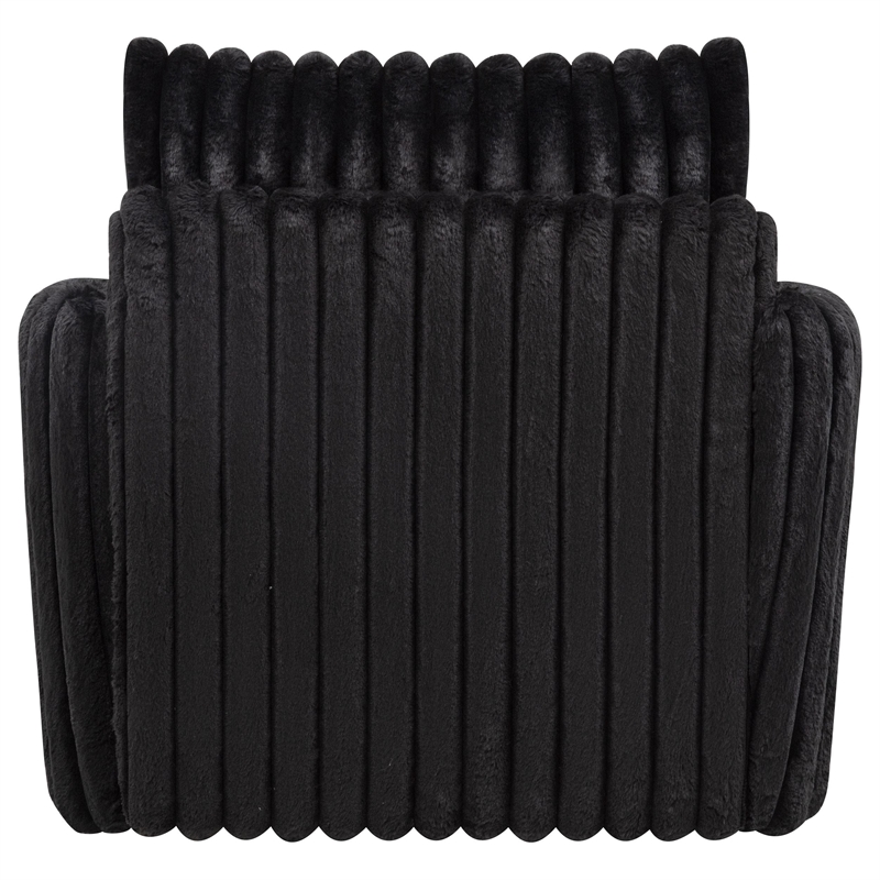 Pemberly Row Set of 2 Corduroy Fabric Swivel Accent Arm Chairs in Black