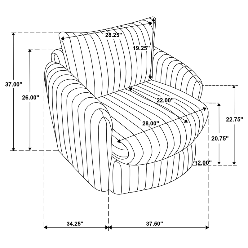 Pemberly Row Set of 2 Corduroy Fabric Swivel Accent Arm Chairs in Ivory