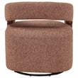 Pemberly Row Set of 2 Contemporary Fabric Swivel Accent Chairs in Berry
