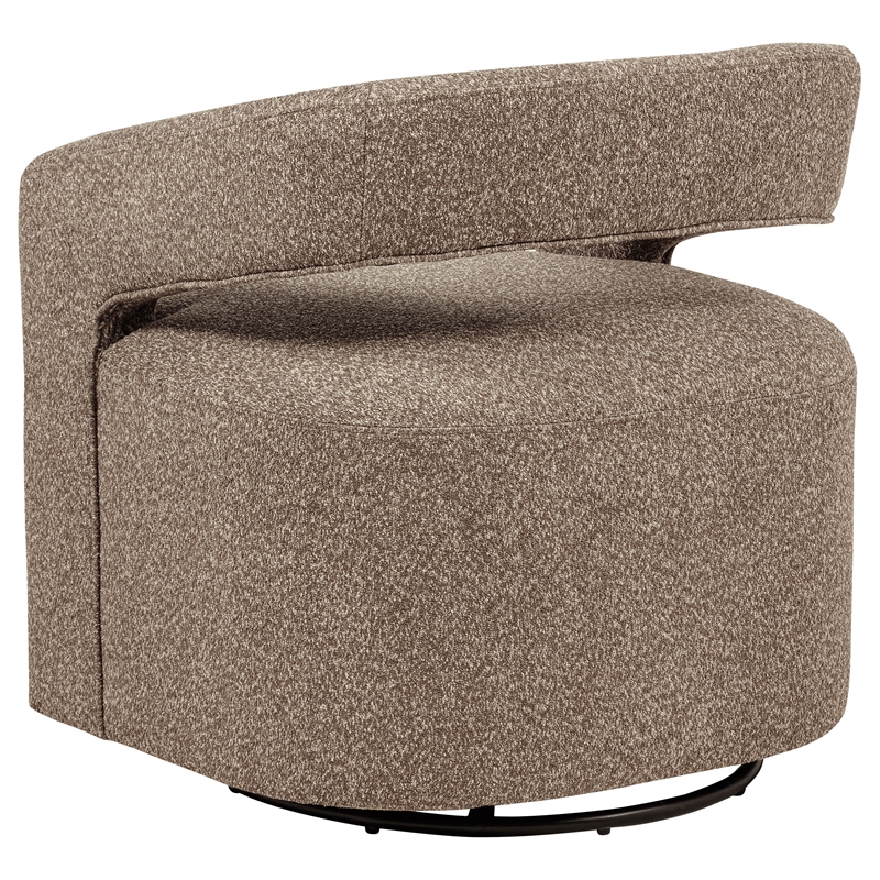Pemberly Row Set of 2 Fabric Swivel Accent Chairs in Rocky Road Brown