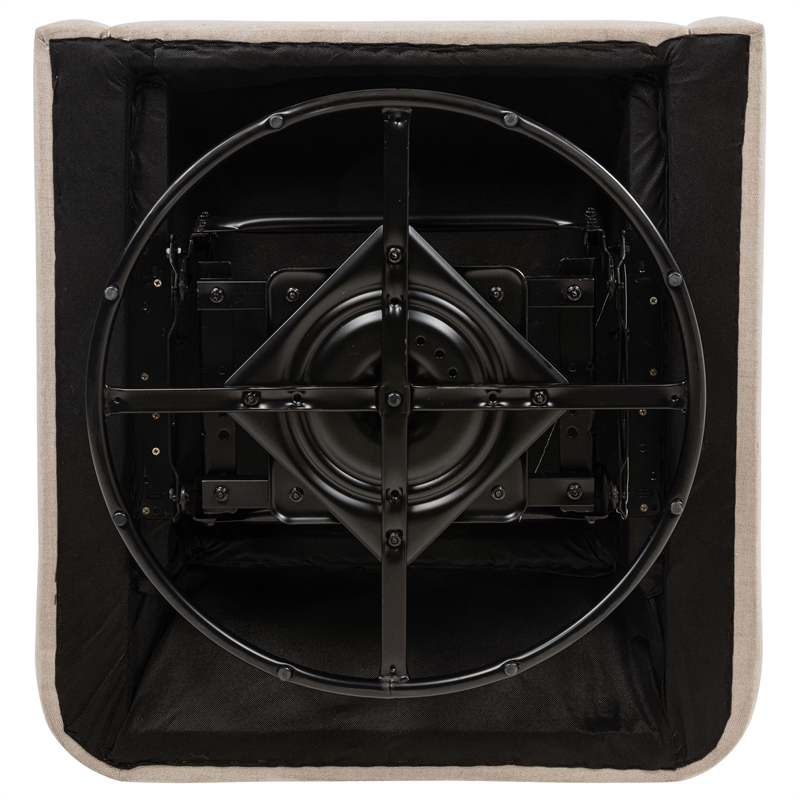 Pemberly Row Set of 2 Upholstered Fabric Swivel Glider Arm Chairs in Latte