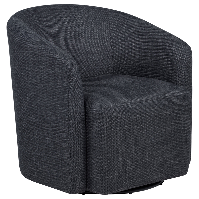 Pemberly Row Set of 2 Fabric Swivel Accent Chairs in Anthracite Gray