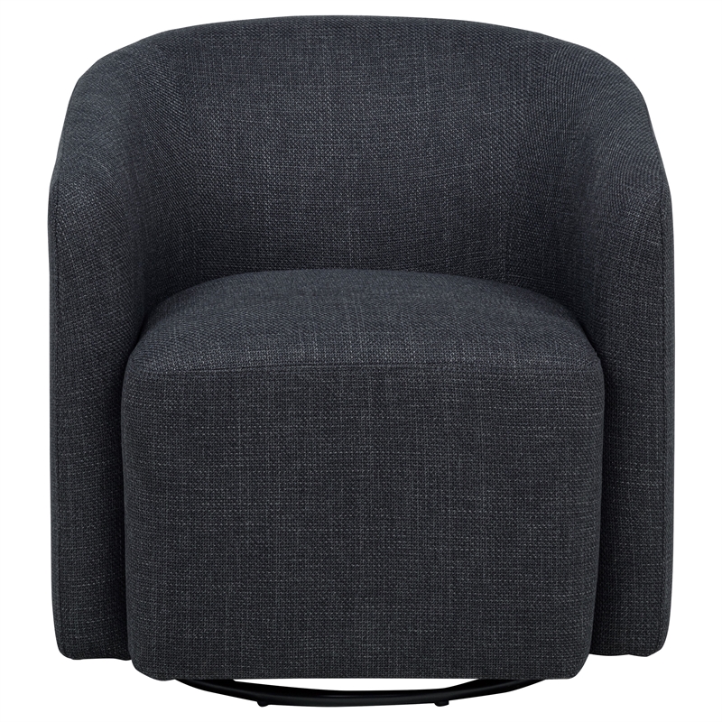 Pemberly Row Set of 2 Fabric Swivel Accent Chairs in Anthracite Gray