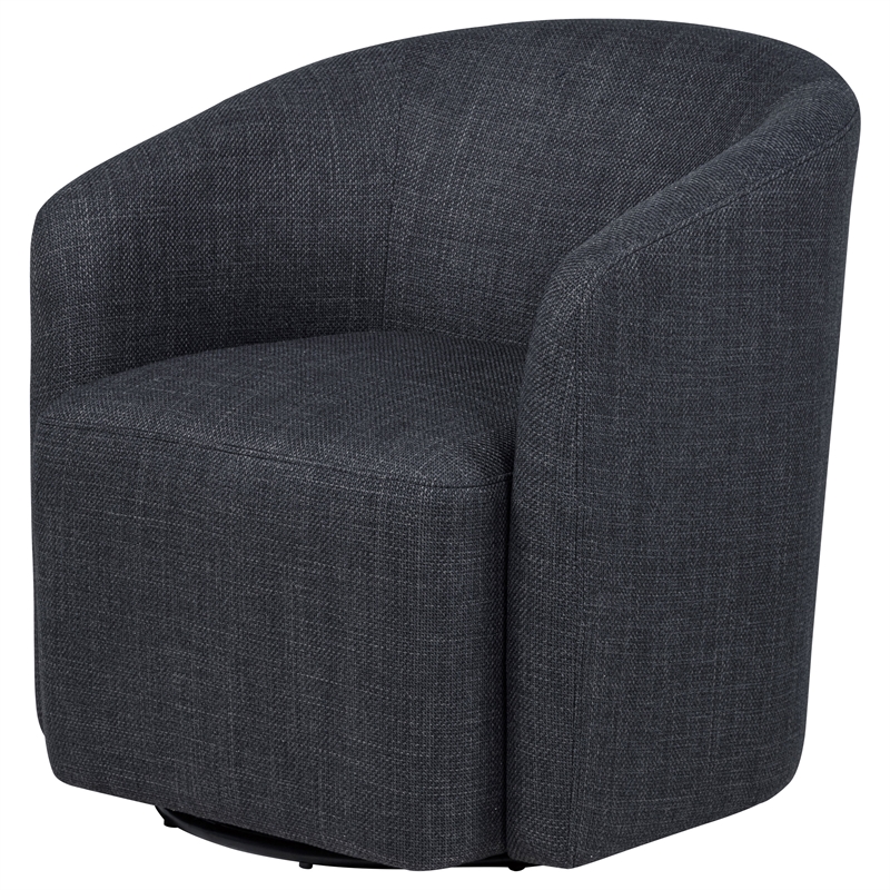 Pemberly Row Set of 2 Fabric Swivel Accent Chairs in Anthracite Gray
