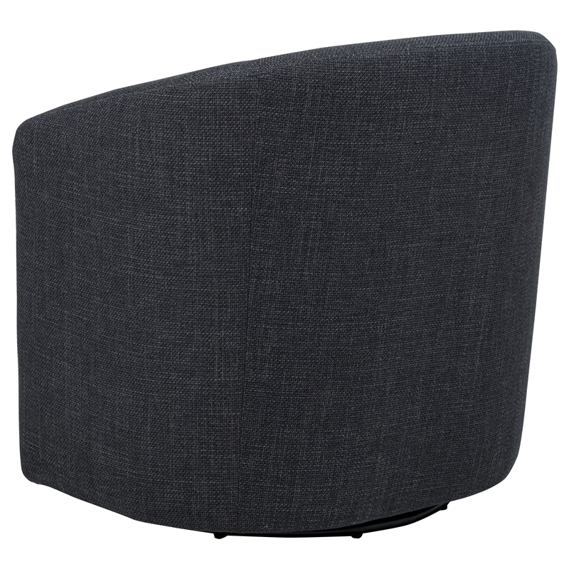 Pemberly Row Set of 2 Fabric Swivel Accent Chairs in Anthracite Gray