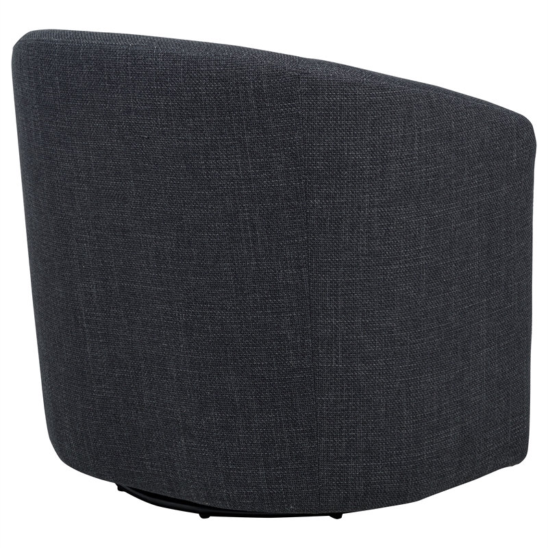 Pemberly Row Set of 2 Fabric Swivel Accent Chairs in Anthracite Gray