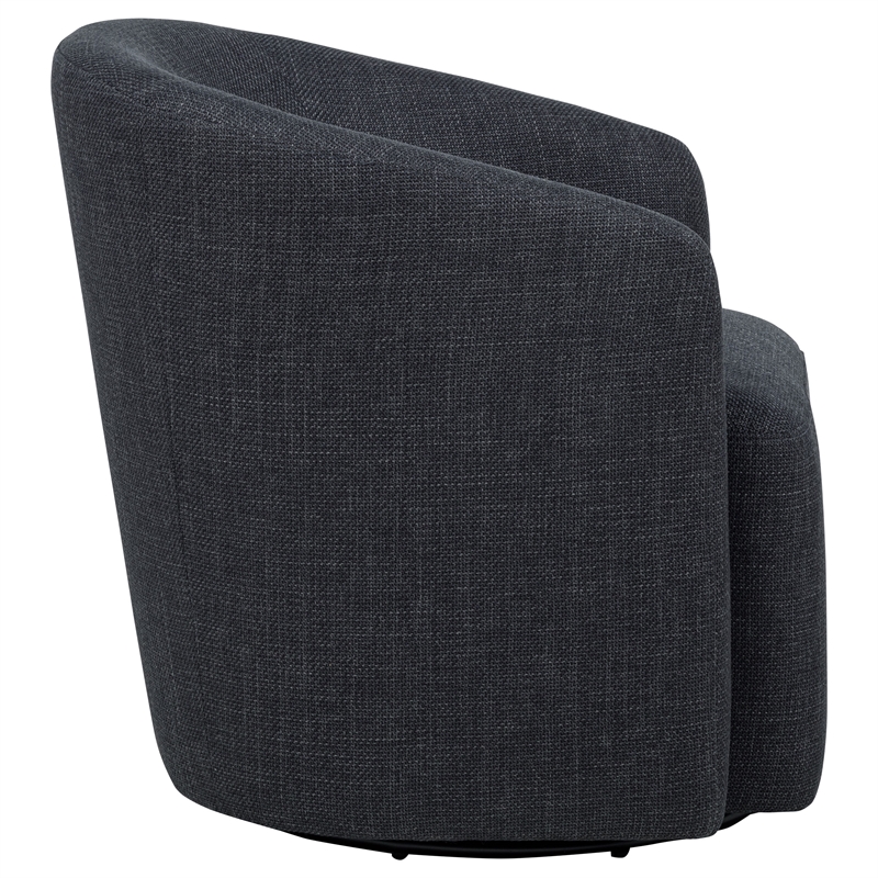 Pemberly Row Set of 2 Fabric Swivel Accent Chairs in Anthracite Gray
