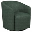 Pemberly Row Set of 2 Transitional Fabric Swivel Accent Chairs in Green