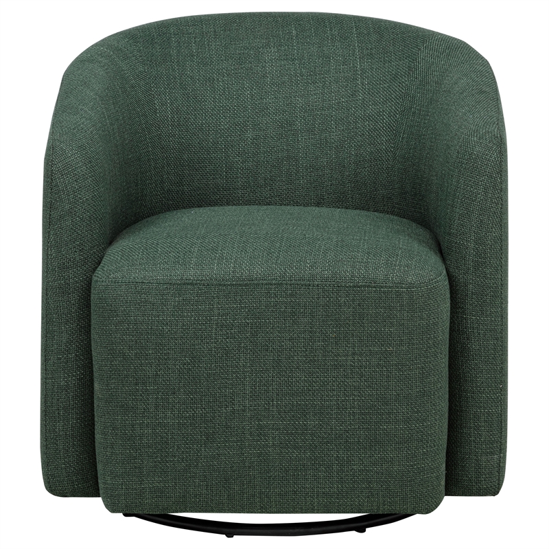 Pemberly Row Set of 2 Transitional Fabric Swivel Accent Chairs in Green