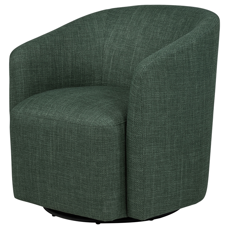 Pemberly Row Set of 2 Transitional Fabric Swivel Accent Chairs in Green
