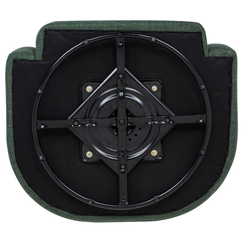 Pemberly Row Set of 2 Transitional Fabric Swivel Accent Chairs in Green