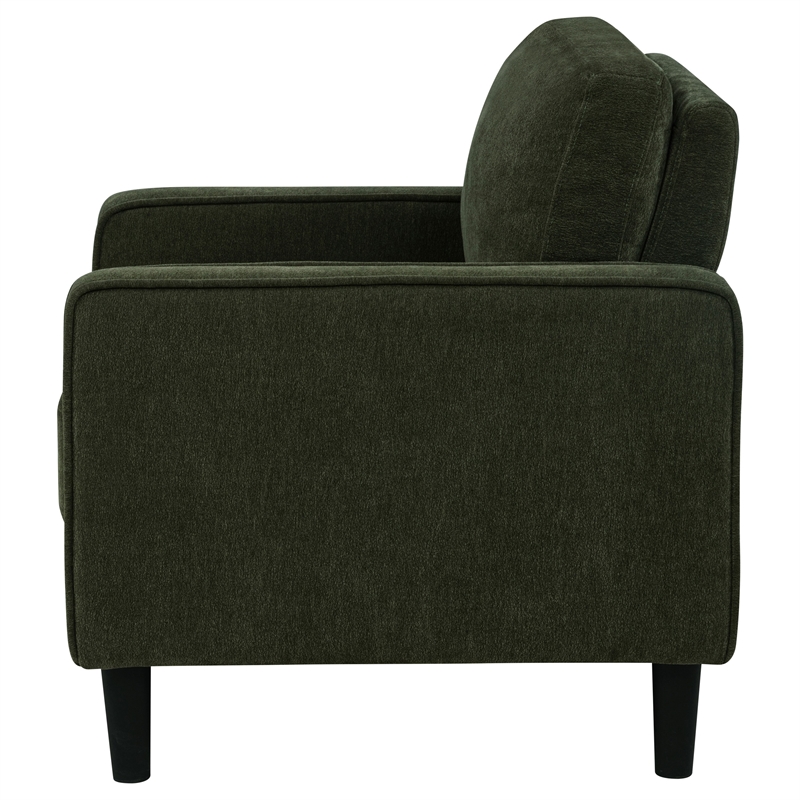Pemberly Row Set of 2 Fabric Track Arm Accent Chairs in Matcha Green