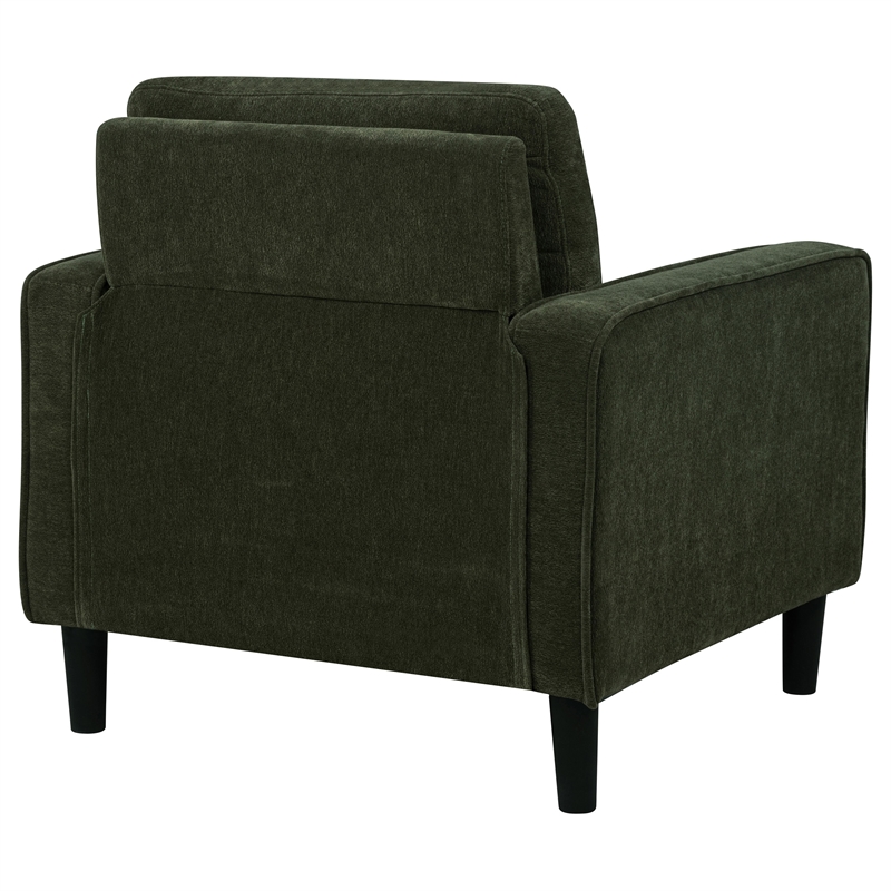 Pemberly Row Set of 2 Fabric Track Arm Accent Chairs in Matcha Green