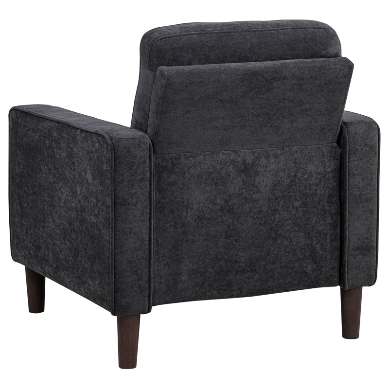 Pemberly Row Set of 2 Tufted Fabric Track Arm Accent Chairs in Steel Gray