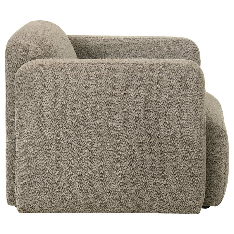 Pemberly Row Set of 2 Upholstered Fabric Track Arm Accent Chairs in Brown