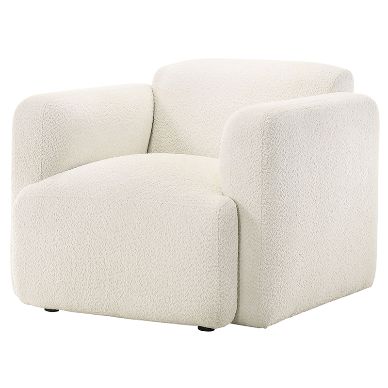 Pemberly Row Set of 2 Upholstered Fabric Track Arm Accent Chairs in White