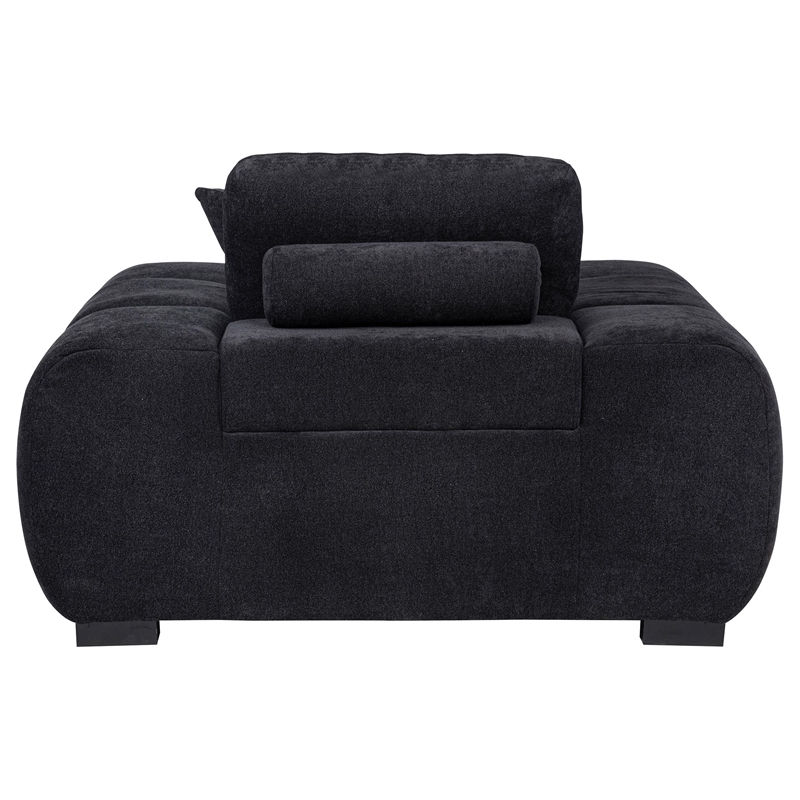 Pemberly Row Set of 2 Upholstered Fabric Track Arm Accent Chairs in Black