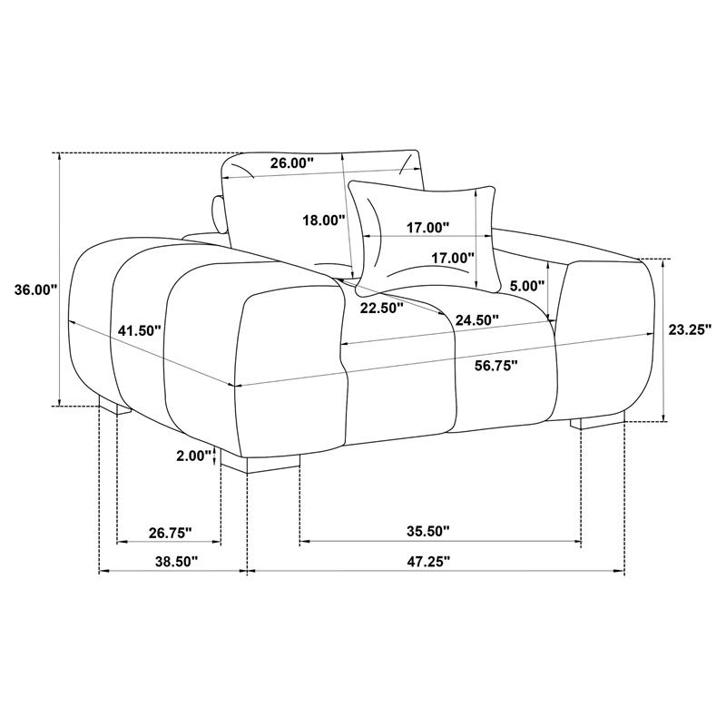 Pemberly Row Set of 2 Upholstered Fabric Track Arm Accent Chairs in Black