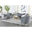 Pemberly Row Set of 2 Upholstered Channel Tufted Barrel Accent Chairs in Grey