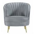 Pemberly Row Set of 2 Upholstered Channel Tufted Barrel Accent Chairs in Grey