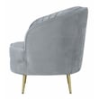 Pemberly Row Set of 2 Upholstered Channel Tufted Barrel Accent Chairs in Grey