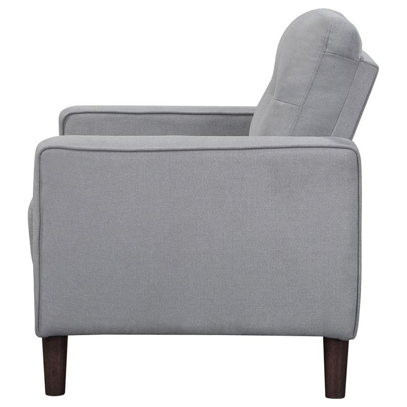 Pemberly Row Set of 2 Upholstered Track Arm Tufted Accent Chairs in Gray